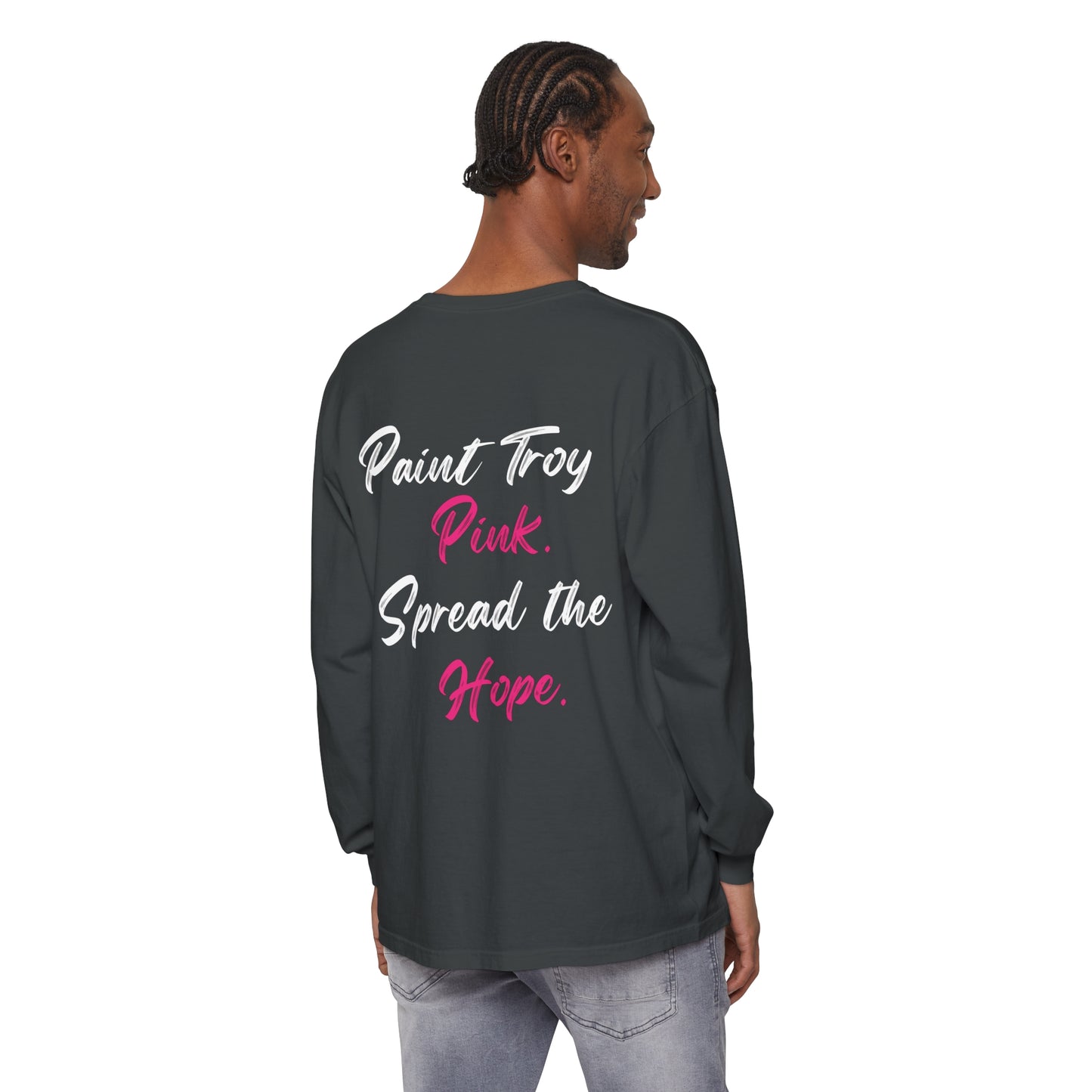 Breast Cancer Awarness - Mi Casa - Unisex Garment-dyed Long Sleeve T-Shirt