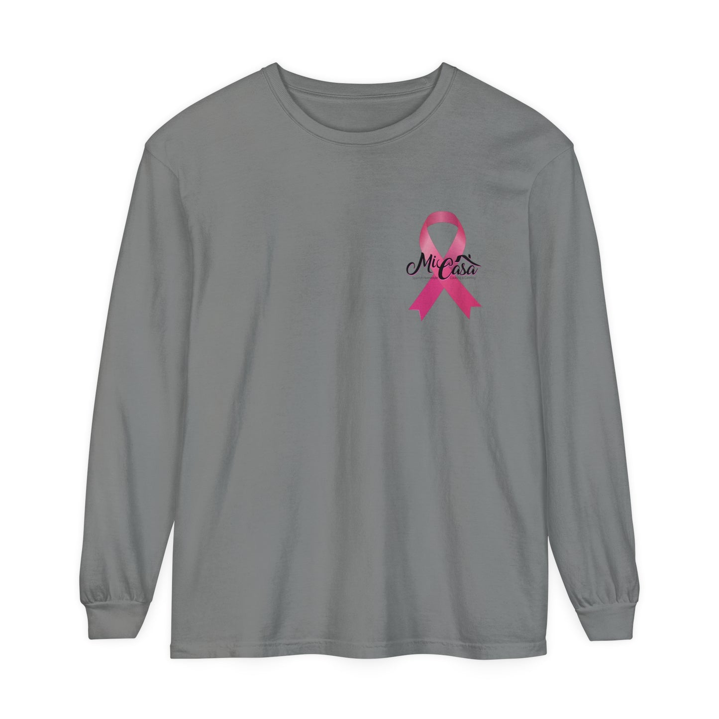 Breast Cancer Awarness - Mi Casa - Unisex Garment-dyed Long Sleeve T-Shirt