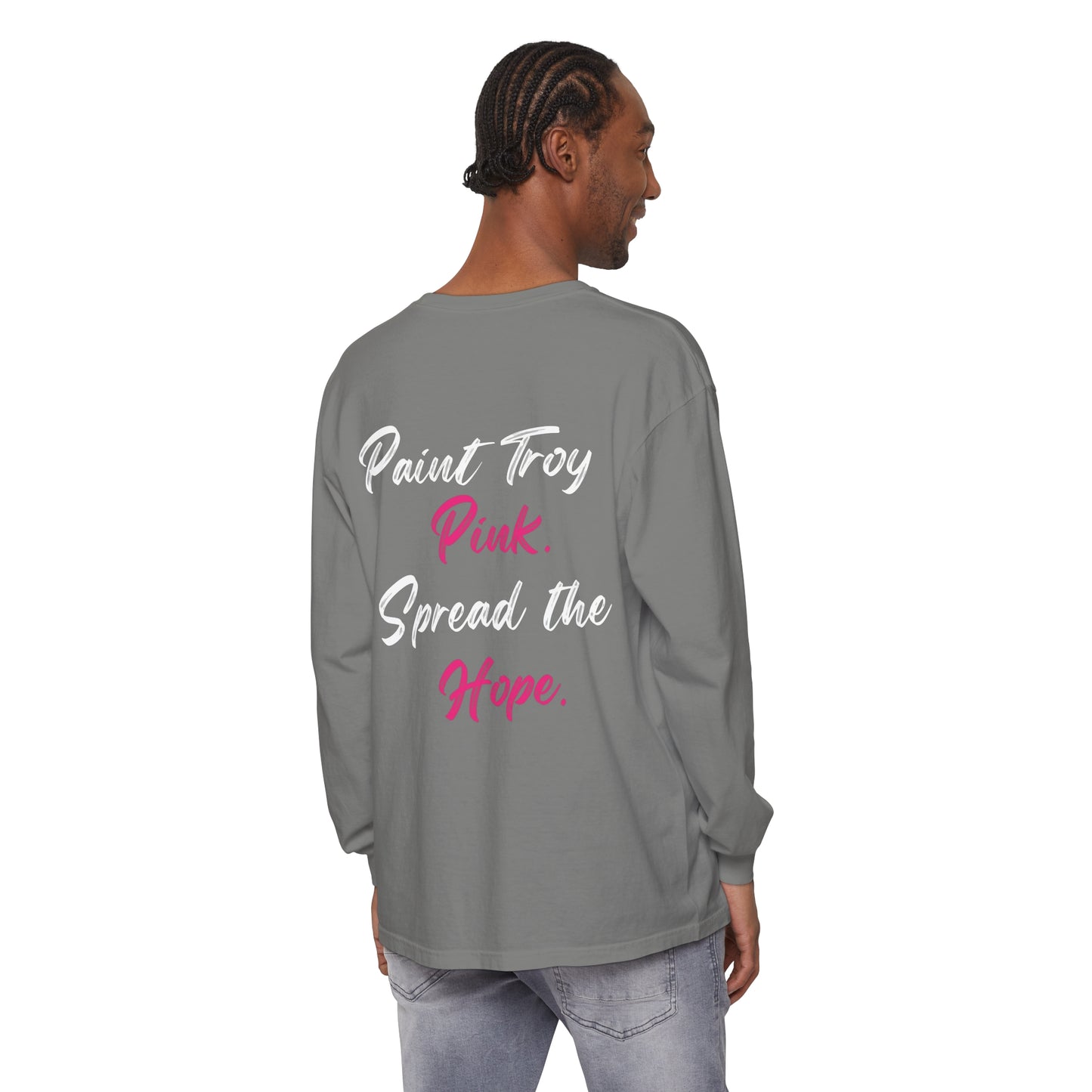 Breast Cancer Awarness - Mi Casa - Unisex Garment-dyed Long Sleeve T-Shirt