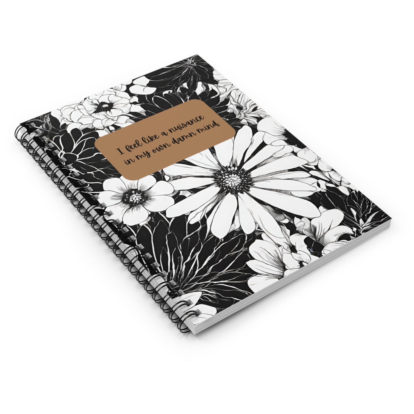 Spiral Notebook - Ruled Line - Black and White with Quote