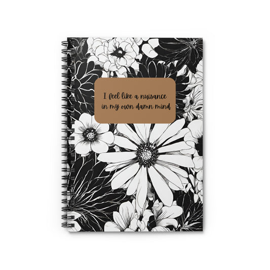 Spiral Notebook - Ruled Line - Black and White with Quote