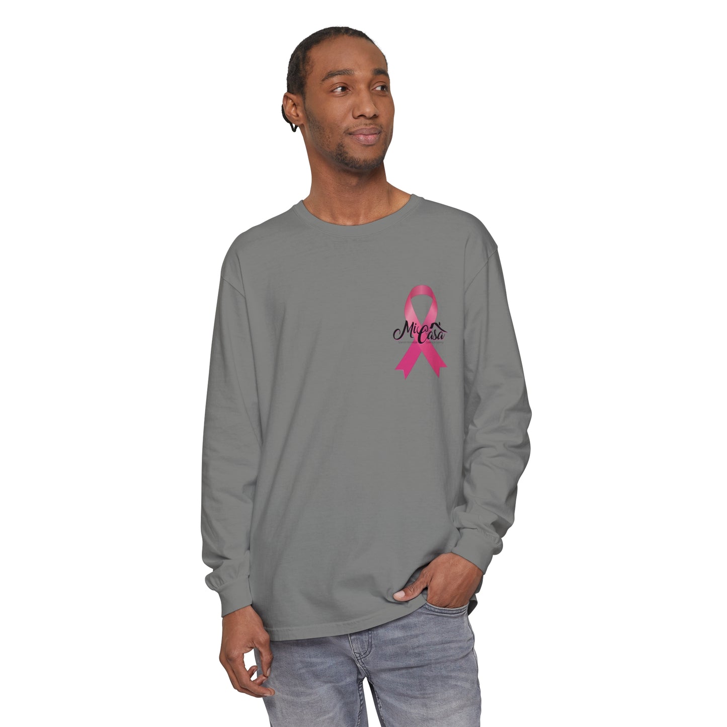 Breast Cancer Awarness - Mi Casa - Unisex Garment-dyed Long Sleeve T-Shirt