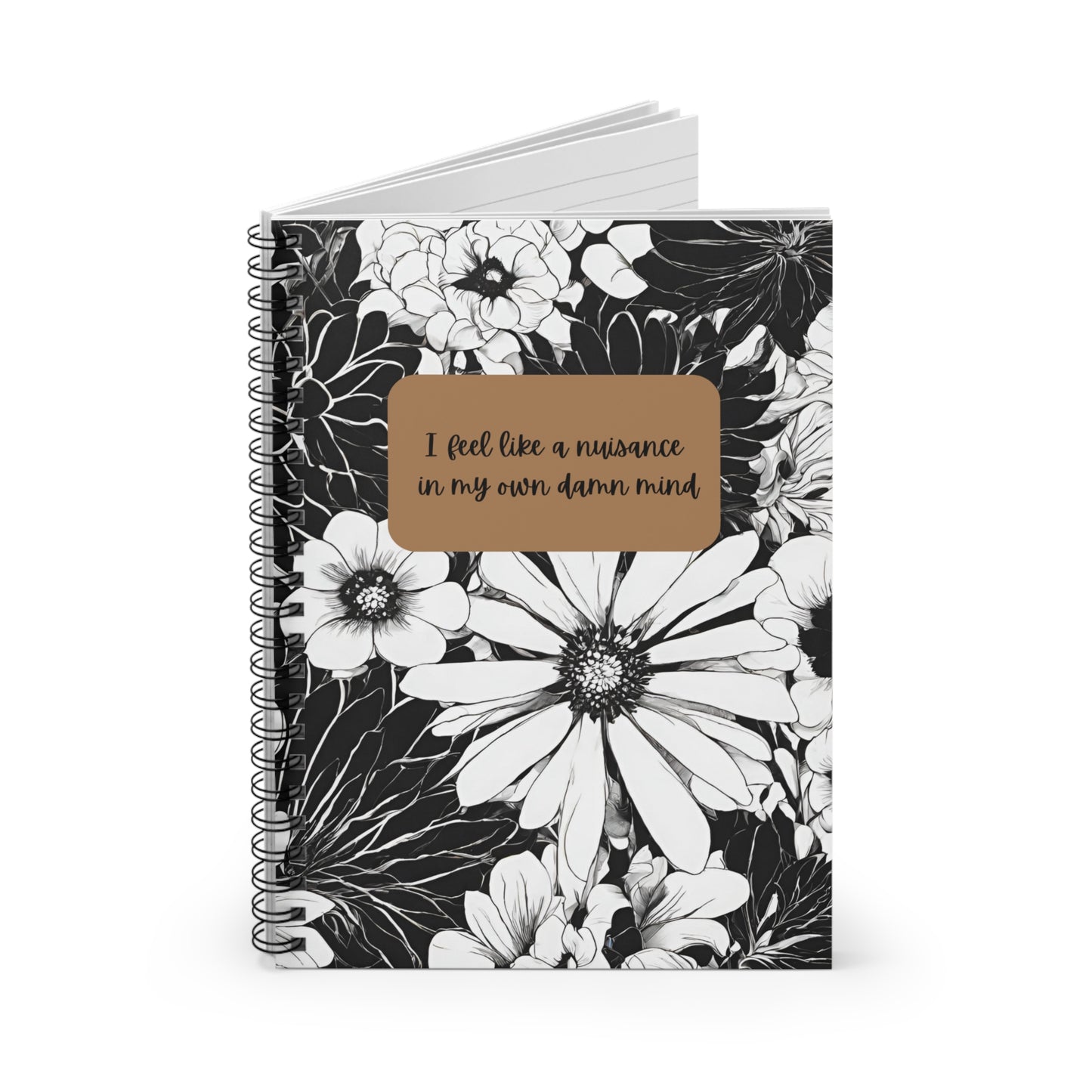 Spiral Notebook - Ruled Line - Black and White with Quote